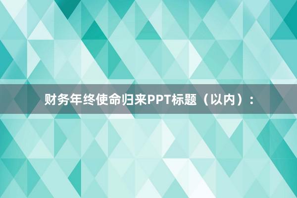 财务年终使命归来PPT标题（以内）：
